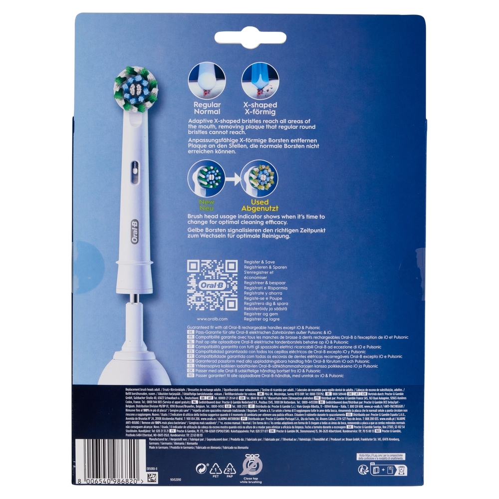 Oral-B Testine di Ricambio Pro Cross Action per Spazzolino Elettrico Denti Ricaricabile 8 pz